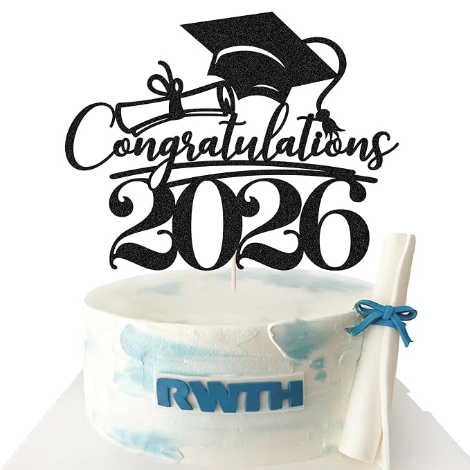 Congratulations 2026 Graduation Cake Topper,Congrats Grad Cake Decor - 2026 High School/College/Senior Graduation Party Decorations Supplies