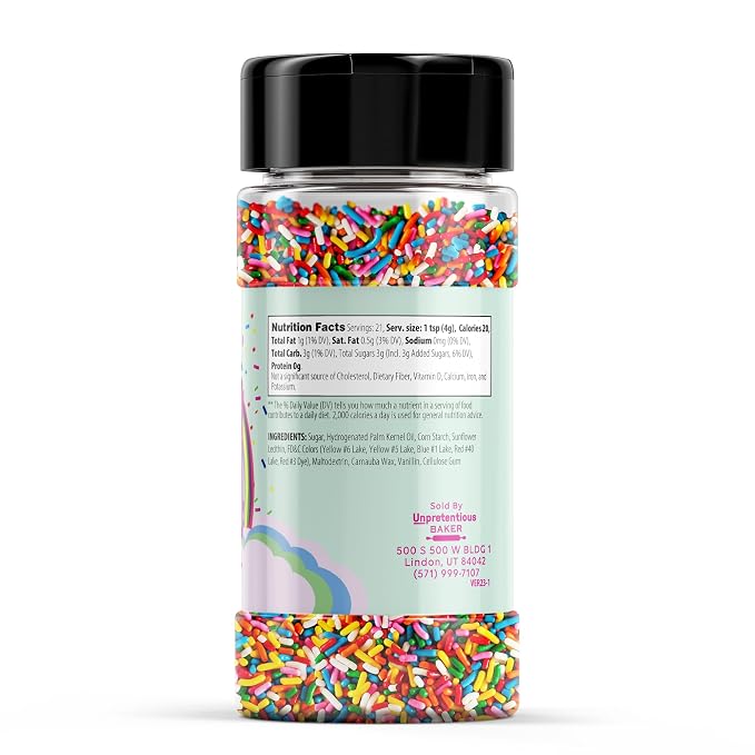 Unpretentious Rainbow Sprinkles Colorful Jimmies, Decorative & Fun Dessert Topping for Baking (2.88 Ounce)