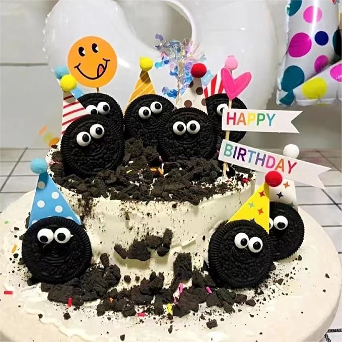 Sentovac 7mm Candy Eyeballs Eyes Edible Sugar Sprinkles Cookie Cake Cupcake Toppers Decorations Small Candy Eyes for Christmas Halloween Easter Cake Decorations Supplies