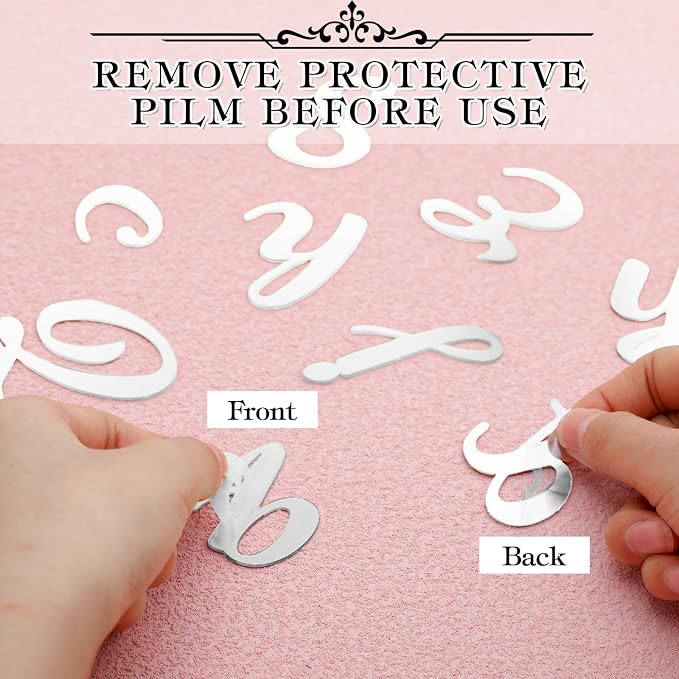 Teenyyou 68 Pcs Acrylic Alphabet Number Cake Topper 0-9 Number and A-z Letters Personalized Cake Picks Decor DIY Name Cupcake Toppers Graduation Wedding Baby Shower Party(Silver)
