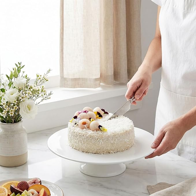 Porcelain Cake Stand, Round Dessert Stand, Cupcake Stand - Wedding and Birthday Decorating Cake Pedestal Stand - Dessert Display Serving Use at Parties, Restaurants, Birthday 13.8 Inch