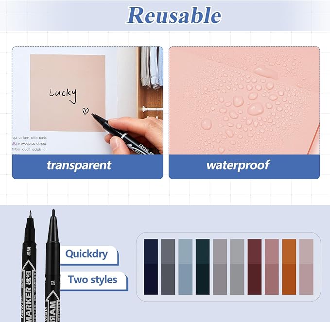 Jutom 39 Pcs Aesthetic Book Annotation Kit Highlighter with Case Bag Gel Pen Transparent Sticky Note Taking Bible Supplies(Black,Cute Style)