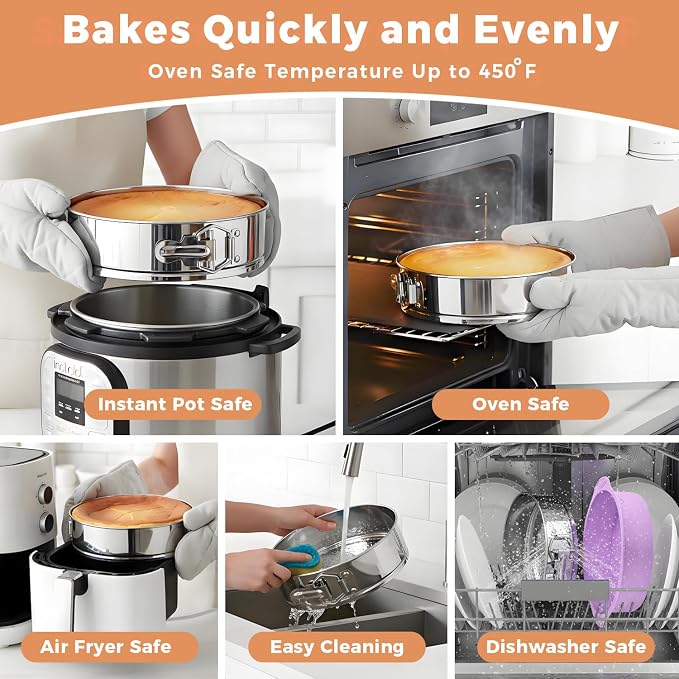 Non-toxic Springform Pan 9 Inch Nonstick Cheesecake Pan with Sleeve | Leakproof Spring Form Pan for Cheesecake, Stainless Steel 9 Inch Springform Pan, Cheese Cake Pans for Baking and Water Bath