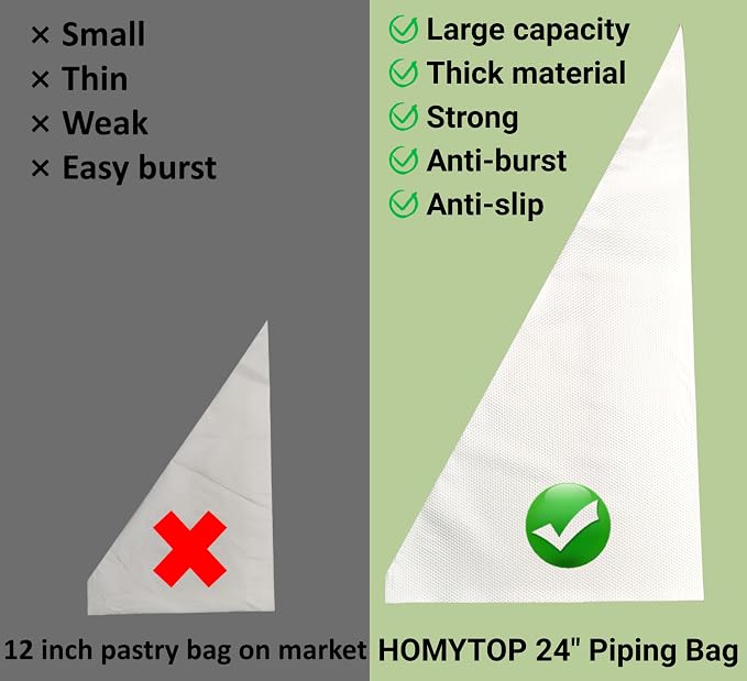 Extra Large Piping Bags 24 Inch - 50 Pack Disposable Pastry Bags - Thick Anti-Burst Pastry Icing Frosting Piping Bags For Decorating Cupcakes Cakes Cookies (Extra Large 24 Inch-50 Pack)