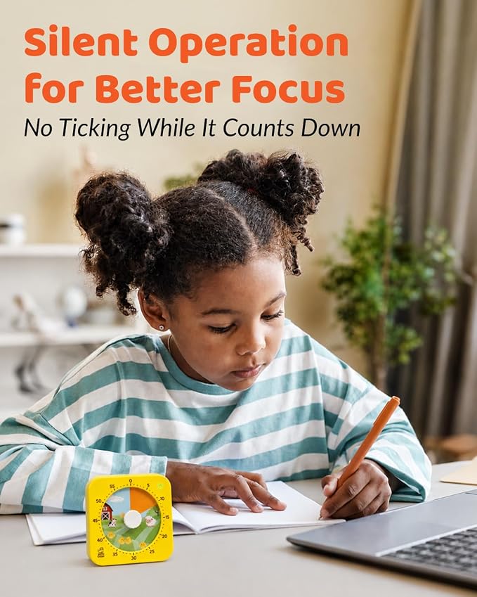 Visual Timer for Toddlers & Kids - The Perfect Kids Timer Visual Aid for Classroom, Home & Desk Use - Great for Study, Productivity, Toddlers Shower & Potty Training Time 60 Minute Countdown