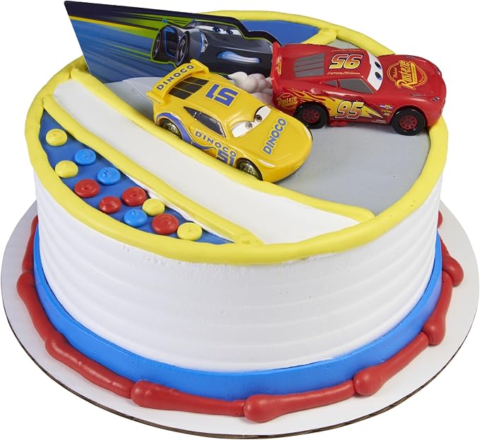 DecoSet® Disney and Pixar Cars 3 Ahead of The Curve Cake Topper, 3-Piece Set featuring Lightning McQueen, Cruz Ramirez, and Jackson Storm