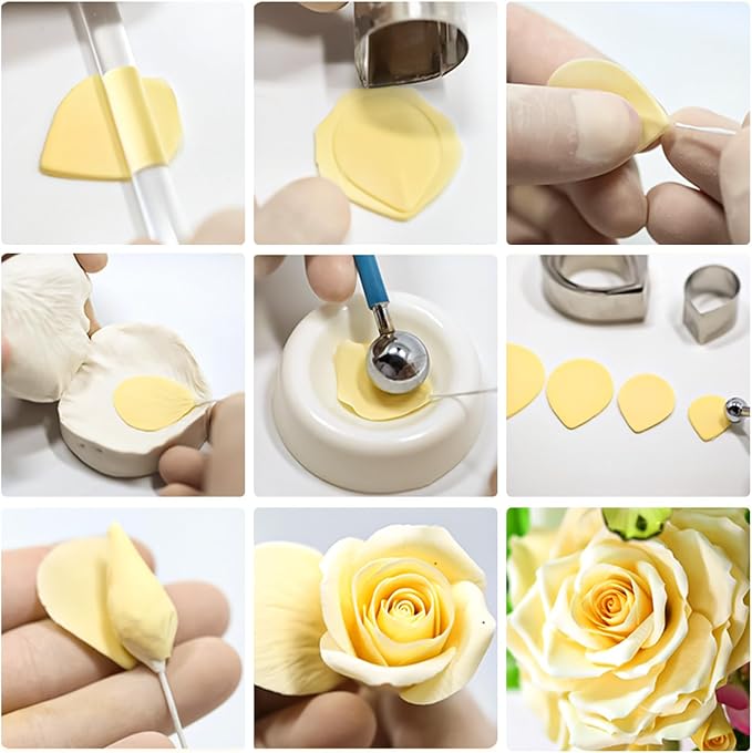 KALAIEN 23pcs/set Rose Petal Cutter Set Gum Paste Fondant Cake Cutters kitchen Supplies Baking Mould