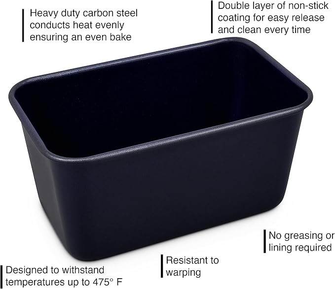 Zyliss E980198 Non-Stick Loaf Tin | 1L/1lb | Carbon Steel | Dark Blue | Bread Tin for Baking/Bakeware | Dishwasher Safe | 5 Year Guarantee