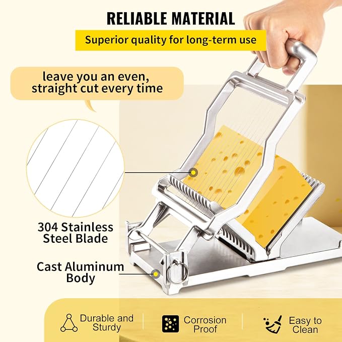 VEVOR Cheese Slicer,Butter Cutter with Wire 1 cm & 2 cm Cheeser Butter Cutting Blade Replaceable Cheese Slicer Wire, Cheese Cutter with 304 Stainless Steel Wire Kitchen Cooking Baking Tool