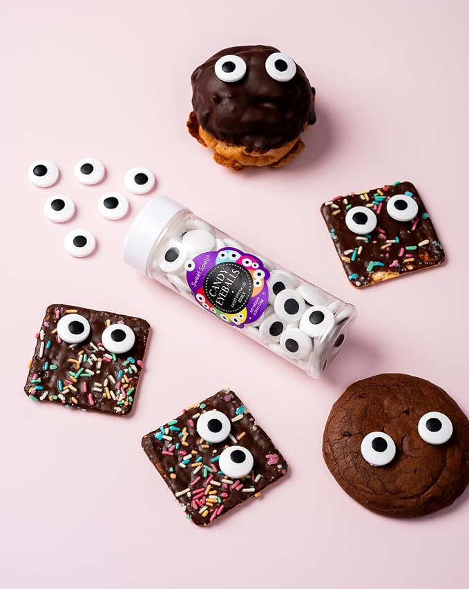 Sweet Spell Candy Eyeballs - Edible Candy Eyes Sprinkles for Decorating Halloween Cookies, Cakes, Cupcakes, and Baking (120g/4.2oz, 17 mm)