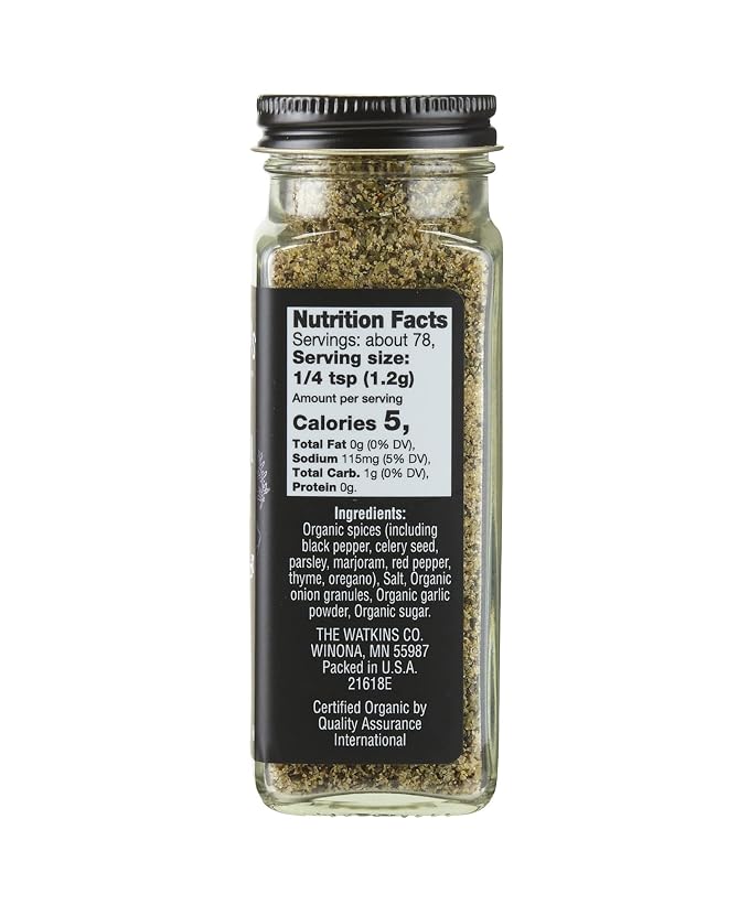Watkins Gourmet Organic Spice Jar, Seafood & Poultry Seasoning, Jar 3.3 Ounce (Pack of 3)