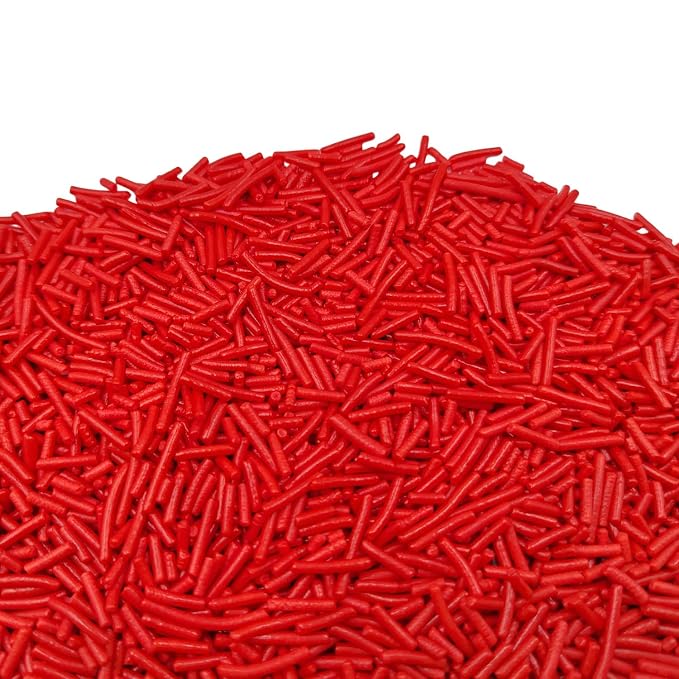 Jimmies Sprinkles, Edible Jimmy Sprinkles, Red Crunchy Jimmies Mix for Cake Decorating, Edible Cookie Cupcake Decorations for Halloween Baking and Christmas Party Treats
