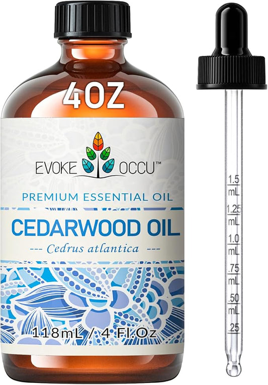 EVOKE OCCU Cedarwood Essential Oil for Air Freshening, Hair Care, Add to Spray Diffuser Conditioner - 4 Fl Oz