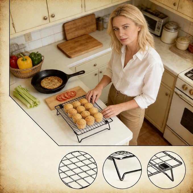 2-Pack Cooling Racks for Cooking and Baking, Wire Cookie Cooling Rack for Baking, Non-Stick Cookie Racks Cooling