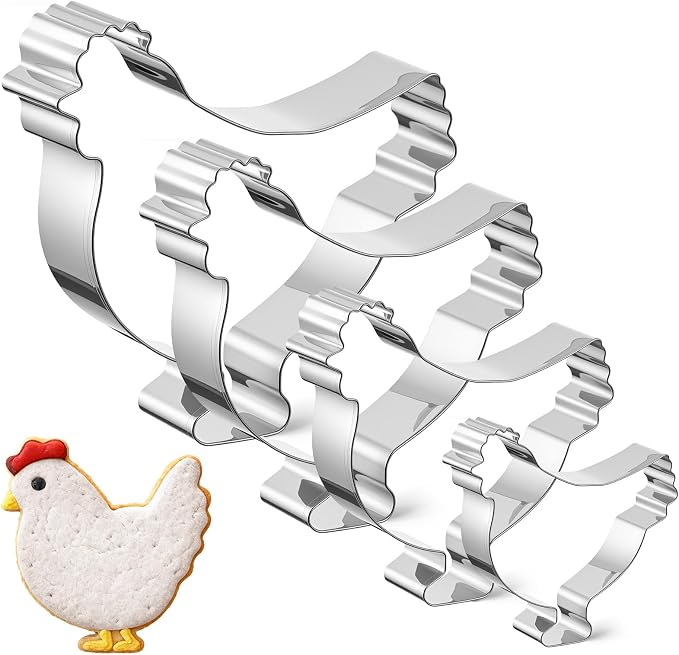 Havawish 4 Pcs Cookie Cutter Set 2 in to 5 in Cookie Cutter Stainless Steel for Baking Fondant Fruit Bread Birthday Party Decorations (Chick)