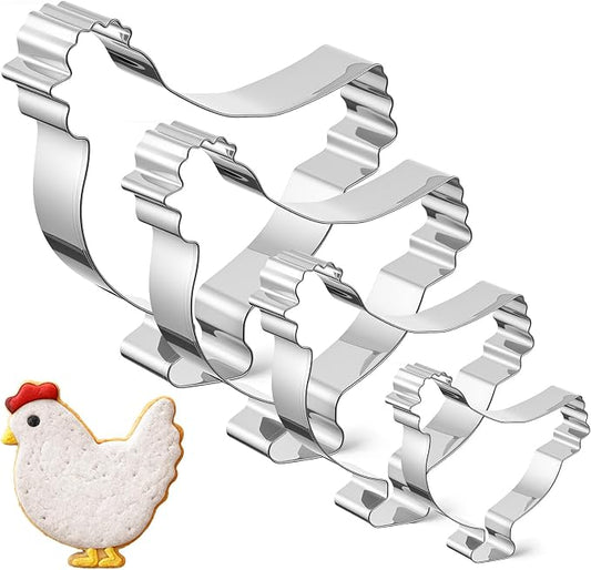 Havawish 4 Pcs Cookie Cutter Set 2 in to 5 in Cookie Cutter Stainless Steel for Baking Fondant Fruit Bread Birthday Party Decorations (Chick)