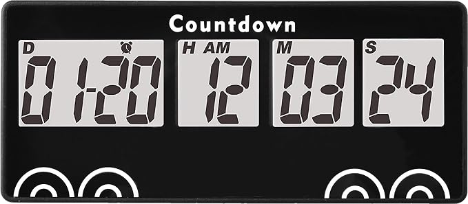 Yooreal Digital 9999 Days Countdown Days Timer Clock,Retirement Countdown Timer,Magnet Design,Loud Alarm,Tracks Wedding Vacation Working Cooking Baby Birth (Black)