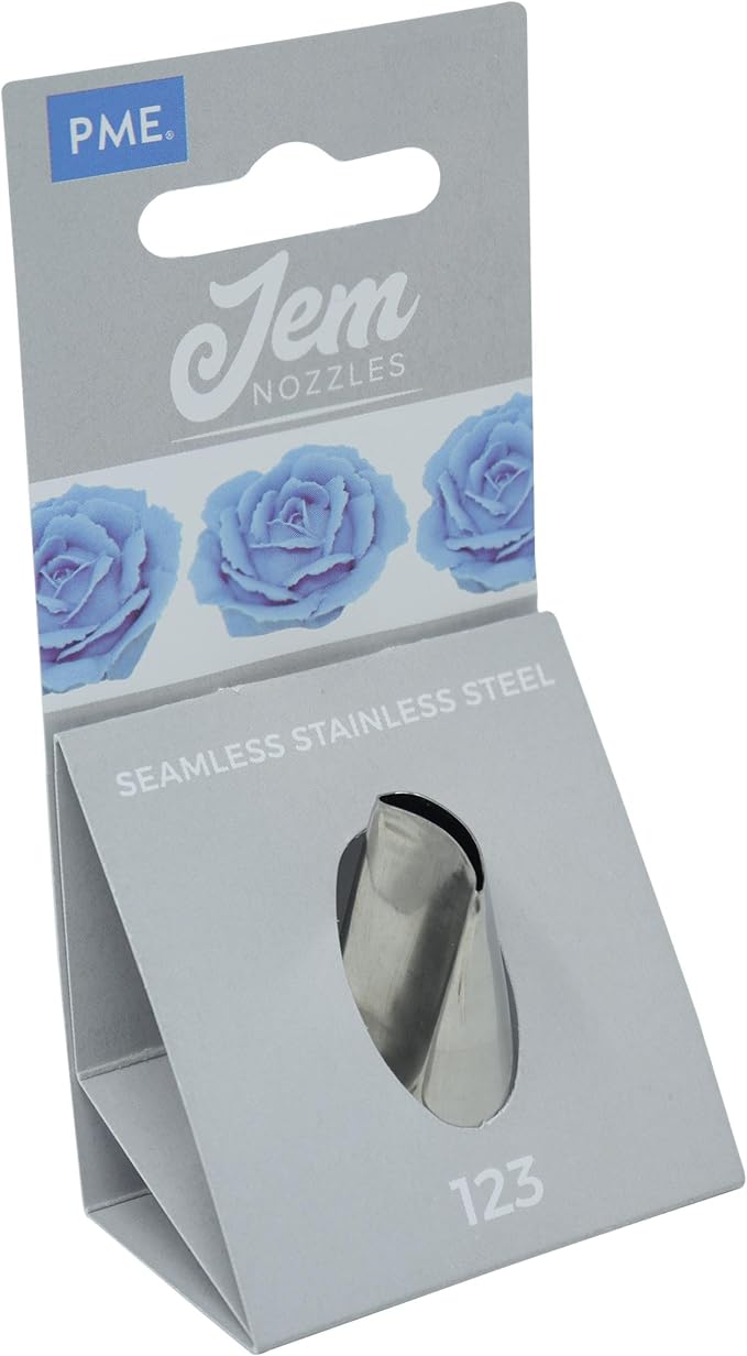 Jem Enterprises JEM Cake Decorating Tip #123 Large Petal/Ruffle Piping Nozzle, Standard, Silver