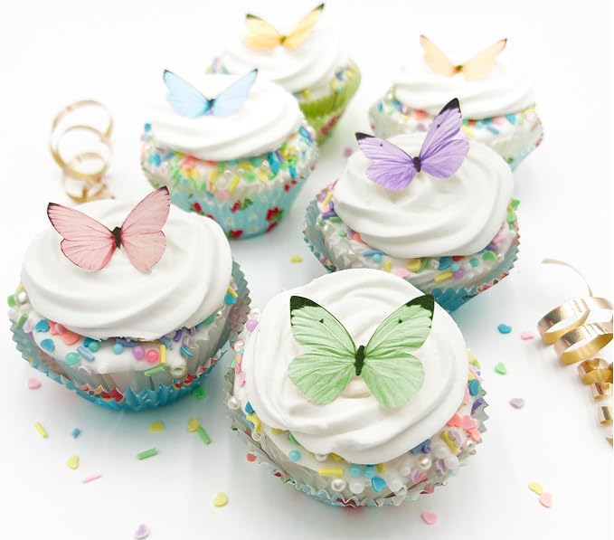 NEW Sugar Robot Edible Butterflies for Cake Decorating - Small Pastel Butterfly Cake Toppers and Cupcake Toppers - Decoration Made in the USA - Premium Crafted Assorted Colors