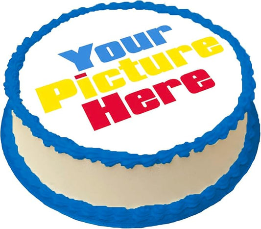 Custom Edible Cake Image Personalized Make your Own Cake Toppers 1/4 8 x 11 Inches Birthday Cake Topper Multiple Sizes (8 Inches Round)