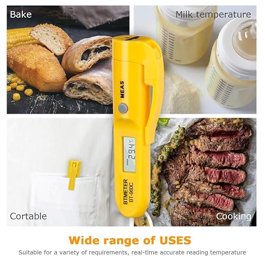 Mini Digital Infrared Thermometer - BTMETER BT-960C Temperature Pen with Pocket Clip Instant Read to 527℉ Auto Off for Meat Candy Cooking Food Grill Kitchen BBQ Candy Wine(NOT for Human Temp)