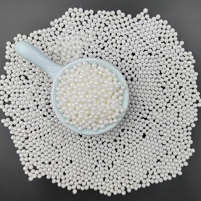 Homankit White Pearl Sprinkles Edible Pearls for Cake Decorating, 4mm 120g/4.23OZ Sugar Pearl Cake Decorations for Baking Cookie Cupcake Toppers Ice Cream Toppings Birthday Wedding Supplies