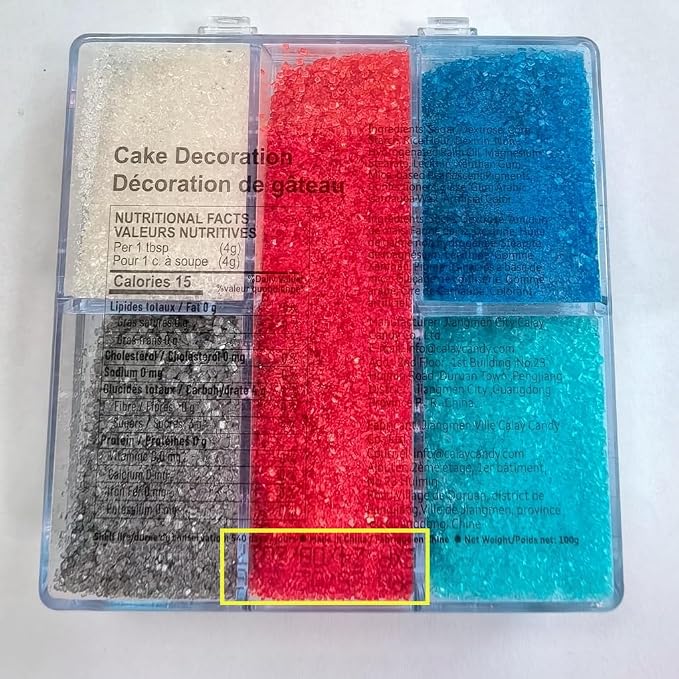 HeDeon&Rles Edible Patriotic Sanding Sugar Sprinkles Red White Blue SkyBlue Silver 100g/3.52oz Sparkling Sugar Crystals for Baking Cake Cupcake Cookie Icing Top Birthday Wedding Independence Day Halloween Christmas Cake Decoration