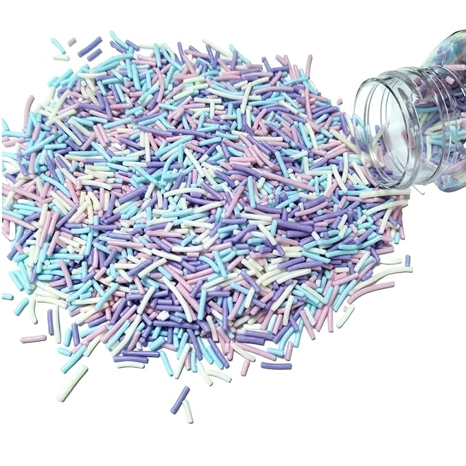 Senchanting Mermaid Pastel Jimmies Sprinkles for Cake Decorating, Edible Blue White Pink Purple Jimmy Sprinkle Mix, Themed Birthday Ocean Jimmy Sprinkles Toppers for Decorating Baking Cupcakes Cake Cookies Ice Creams Donuts Candy