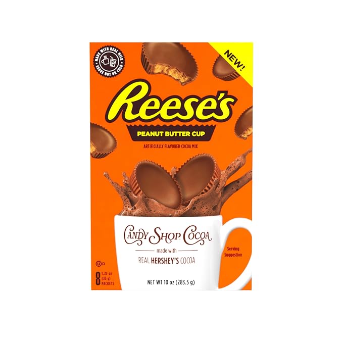 Candy Shop Cocoa Variety Iced Cocoa Mix, 1.25 oz, 24 Pack | Variety pack with HERSHEY’S, REESE’S and YORK flavors; just add water for smooth, creamy hot or iced cocoa drinks anytime