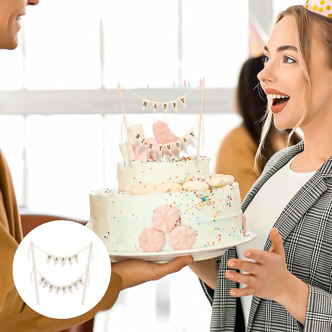 Personalized Birthday Banner & Cake Topper Set - Happy Birthday Sign & Garland for Party Supplies