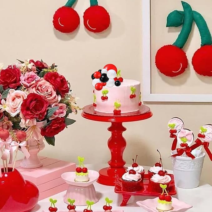 24 PCS Colorful Balls Cupake Toppers Mini Balloon Cake Toppers DIY Foam Ball Cake Insert Decoration for Wedding Anniversary Baby Shower Birthday Party Decorations Supplies Black White Red