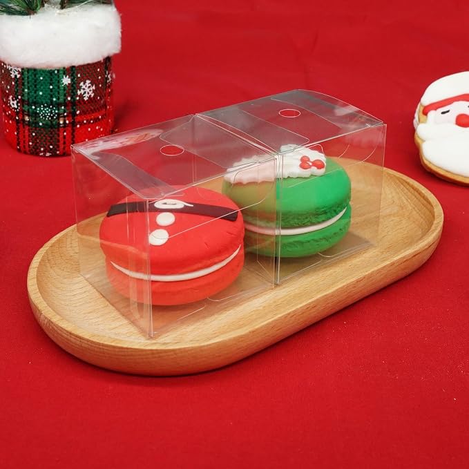 XINHPKGG 50pcs Clear Favor Boxes 2x2x2 Inch Clear Cake Pop Boxes with Hole Top Macaron Box Treat Box for Birthday Wedding Party