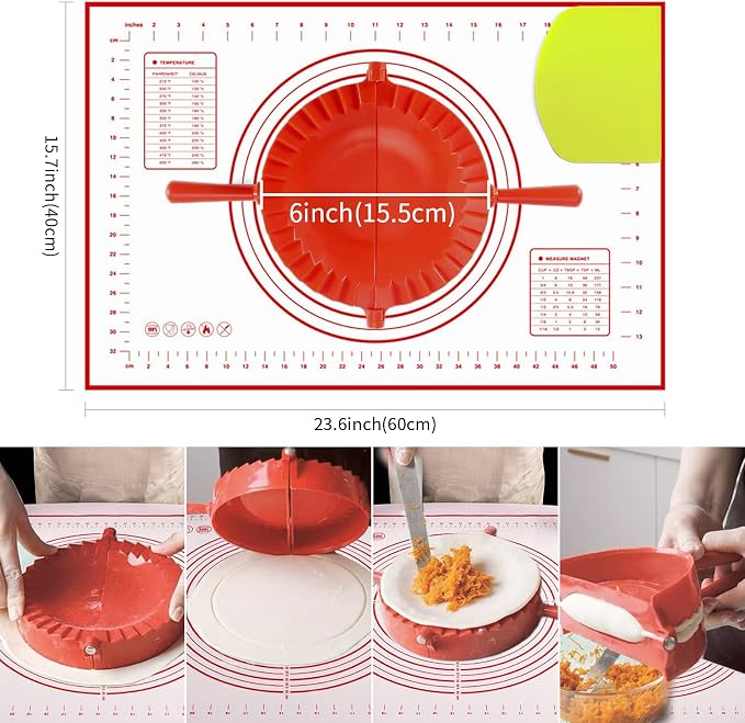 Empanada Press, 6 Inch Empanada Maker, with Large Non Stick Pastry Mat and Dough Cut for Making Pies, Empanadas, Large Pot Stickers…