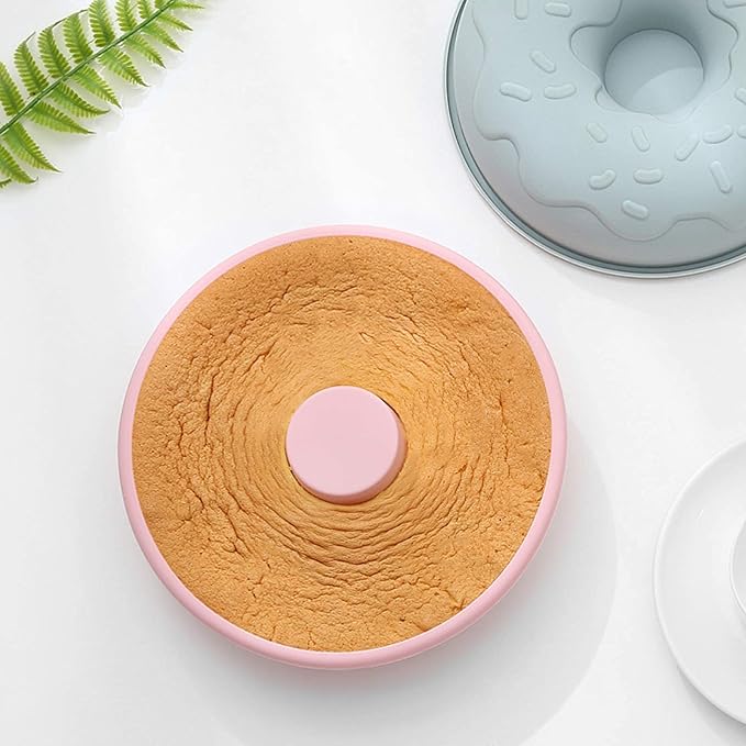 Big Size Silicone Donuts Pan Non-stick Cake Baking Molds for Bagel and Doughnut (8 Inch Pink)
