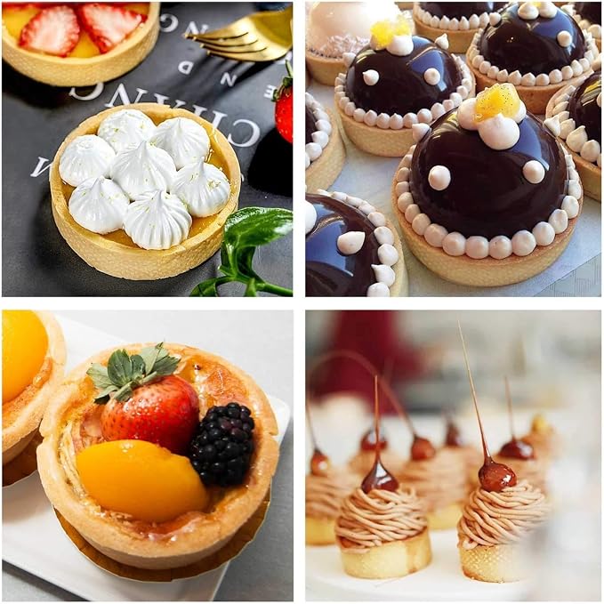 3Inch Tart Rings for Baking Stainless Steel Nonstick & Vented Tart Molds,Perforated Pastry Molds,Rust-Proof,Easy Release Crusts,Fruit Tarts, Pie Crusts & French Dessert Tart Pans for Home Bakers