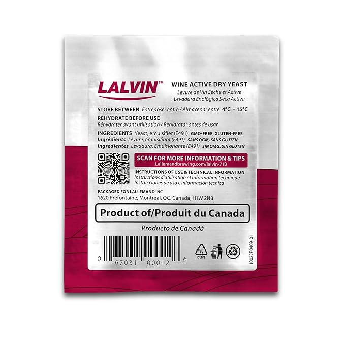 Lalvin EC-1118 Wine Yeast (5 Pack) - Champagne Yeast - Make Wine Cider Mead Kombucha At Home - 5 g Sachets - Saccharomyces cerevisiae - Sold by CAPYBARA Distributors Inc.
