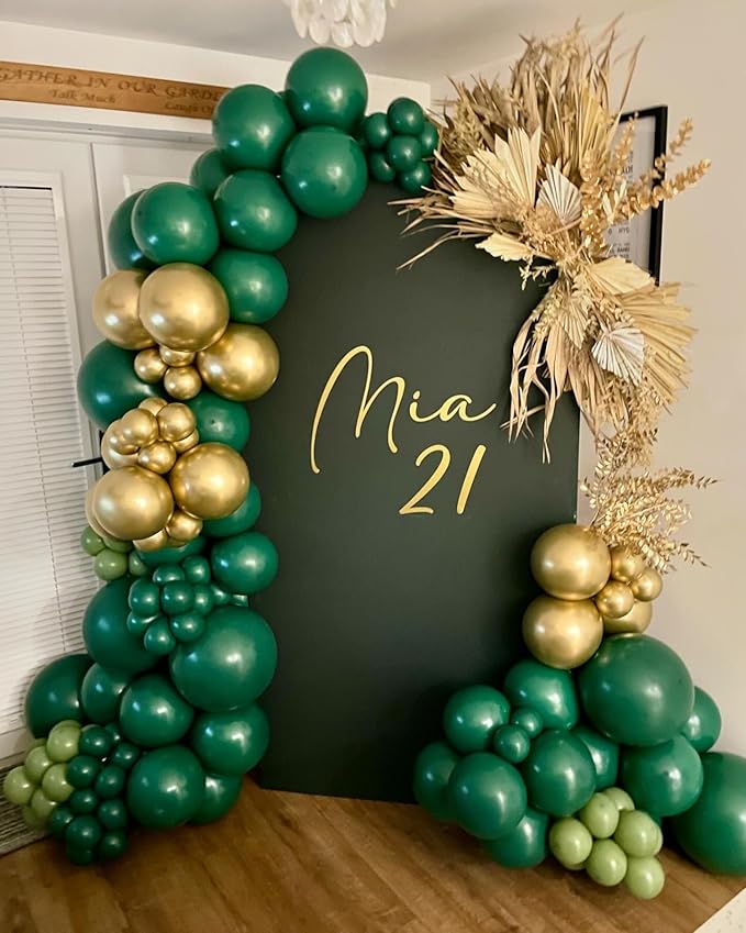 Green Balloon Arch Kit, 125Pcs Emerald Hunter Dark Green Latex Balloon Garland kit, 18 12 10 5 Inch Different Size Balloons for Anniversary Birthday Jungle Theme Christmas Party Decorations