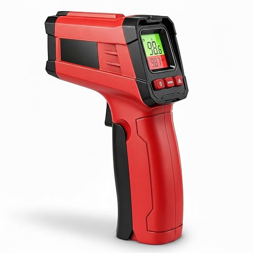 Infrared Thermometer Gun, Digital Laser Temperature Gun -58°F to 1022°F, Adjustable Emissivity, LCD Backlight, MAX/MIN Display, Non-Contact Thermometer for Pizza Oven, BBQ, HVAC, Griddle