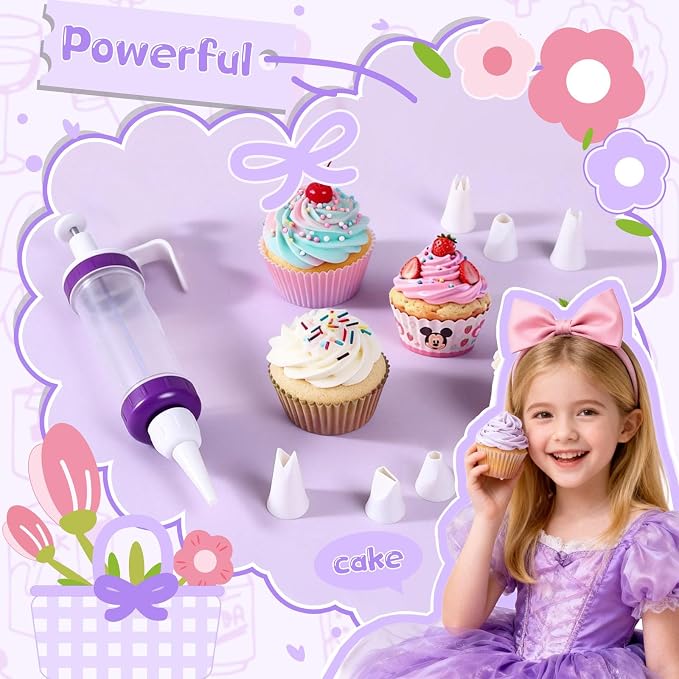 JAYVAR Dessert Decorating Syringe Set, Icing Dispenser Tool, Dessert Decorator Pro with 7 Icing Nozzles for Pushes Icing to Decorate Baked, Cake Decorating Gun for Frosting Cream to Make Cupcakes
