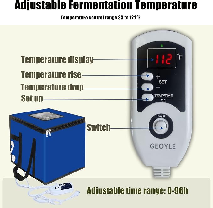 Proofing Box for Sourdough Bread, 74L Foldable Dough Proofer with 4-Sided Heating, Adjustable Temperature Control (33-122°F), 96-Hour Timer, Bread Rising Box for Pizza Dough, Yogurt & Fermentation