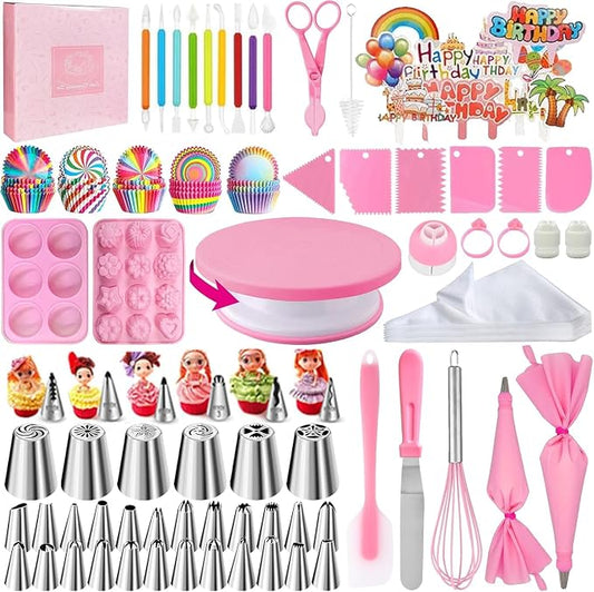 Cake Decorating Kit,Piping Bags and Tips Set,Cake Decorating Supplies,Frosting Piping Kit,Cake Baking Supplies for Beginners (320PS)