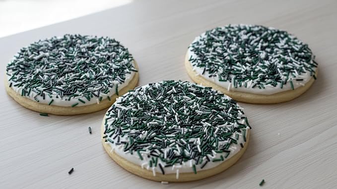 NCS Philadelphia Game Day Dark Green, Silver, Black & White Jimmies Edible Sprinkles – Cupcake, Cake & Cookie Decorations, 7 oz