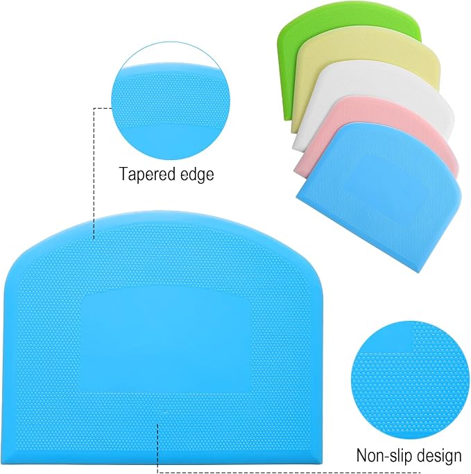 10 Pcs Plastic Bench Scraper for Baking - Bowl Dough Scraper for Bread Cutter - Multifunctional Kitchen food Scrapers Tool with Curved Edge, Cake Baking, Fondant Icing Smoother