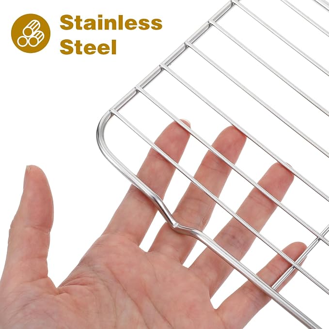 Roasting Rack, Stainless Steel Baking Wire Rack, Heavy Duty Wire Rectangle Bake Racks for Baking, Cooling, Steaming (5.3 x 8.46 Inch)
