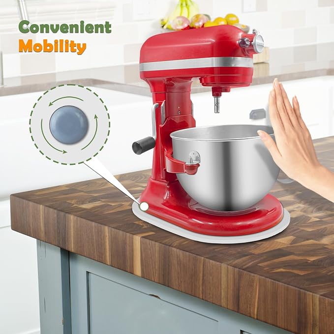 Bamboo Mixer Slider Compatible with Kitchen aid Bowl Lift 5-8 Qt Stand Mixer - Kitchen Countertop Storage Mover Sliding Caddy for Kitchenaid 5-8 Qt Mixer (5-8 Qt - White)