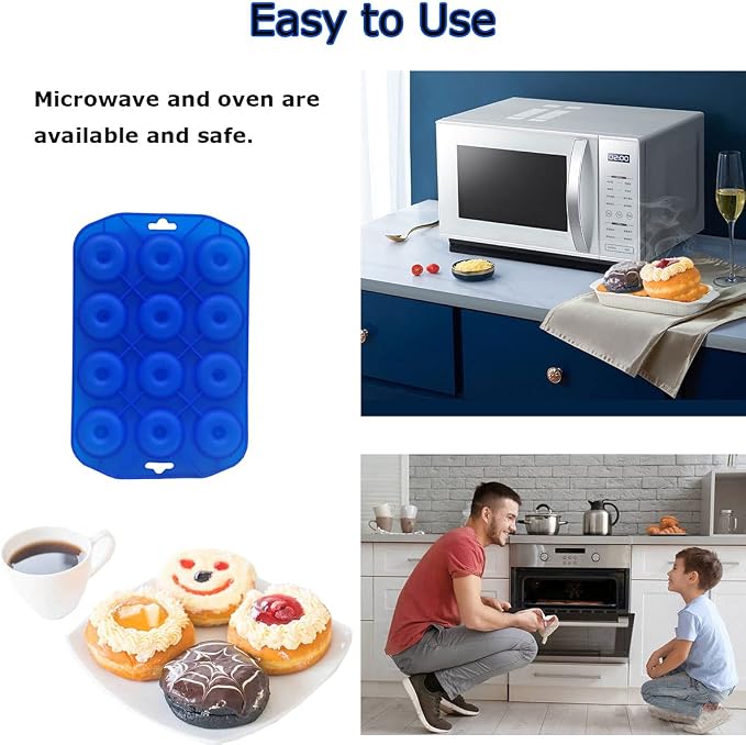 Donut Pan for Baking, Doughnut Pan Silicone Donut Tray Molds for Bagel, Donuts Baking, 2-Count