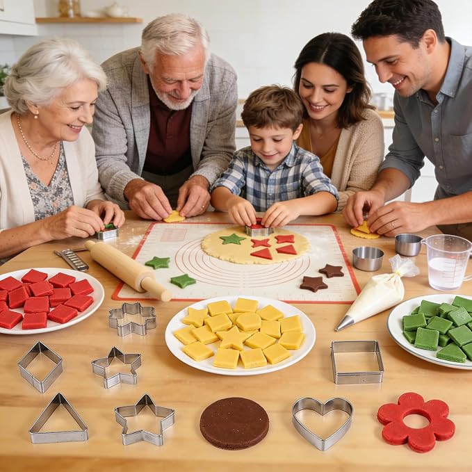 30Pcs Mini Cookie Cutter Set 10 Different Shapes Polymer Clay Cutters Mini Fruit Cutter Small Geometric Set Clay Tools for Mold Cake Biscuit Fruit Styling