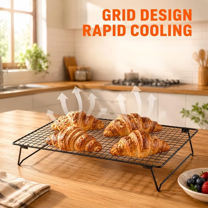 Baking Cooling Rack, Sourdough Cooling Rack, 16.93×11.02×3 Inch Iron Baking Cooling Racks for Cooking and Baking, Suitable for Dessert Cafe Bakery, Black 1 PCS
