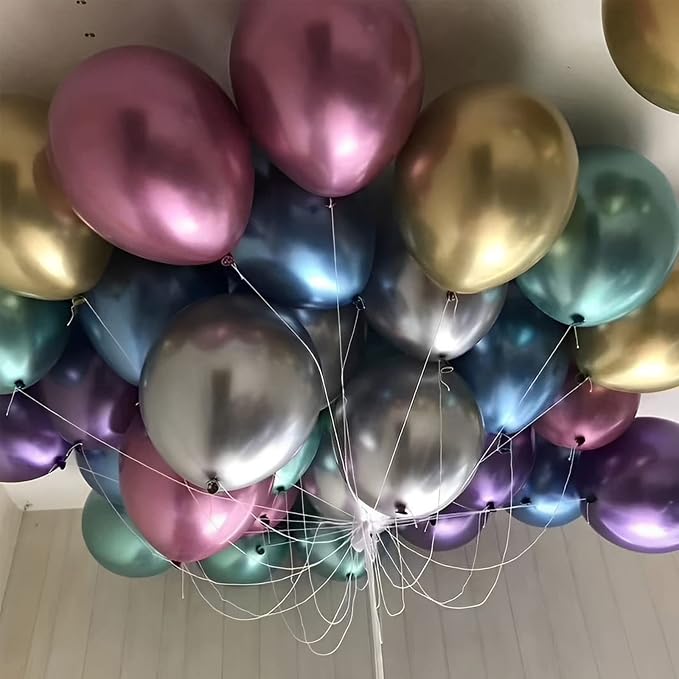 Voircoloria 105pcs Metallic Balloons 12inch Chrome Party Balloons for Boys Girls Birthday Baby Shower Gender Reveal Wedding Decorations
