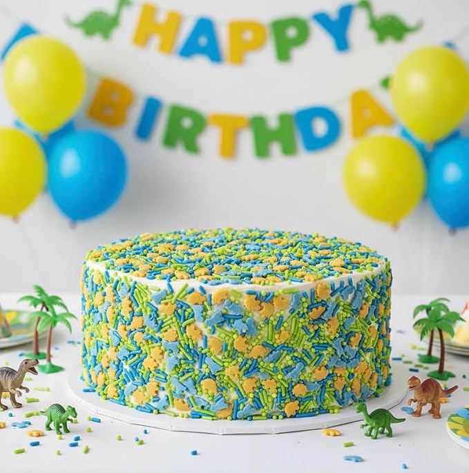 Manvscakes, Dinosaur Sprinkles for Baking, No Artificial Dyes, Natural Colors, Dino Cake Decorations, Nut and Gluten Free, Cupcake Toppings, 3oz